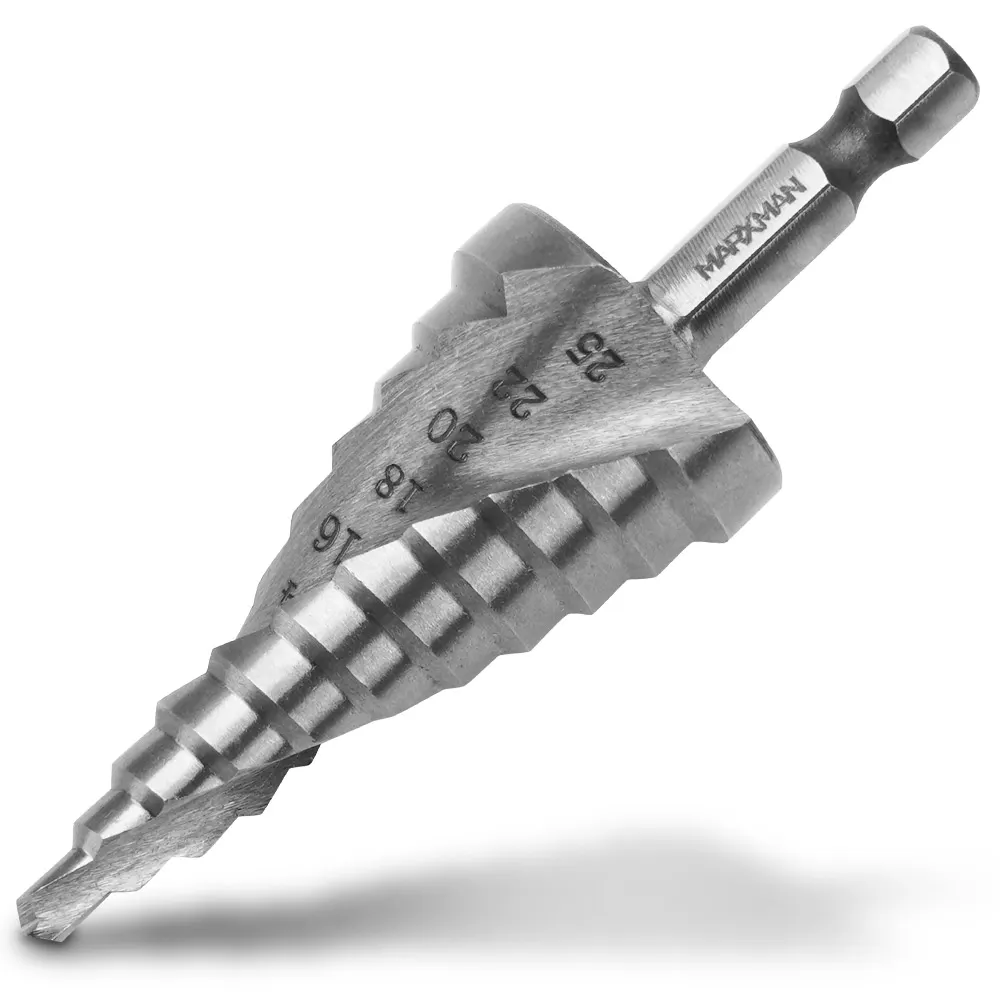 MARXMAN 4-25mm 1/4-Hex HSS Metal 11-Step Spiral Drill Bit MSDSP425HX