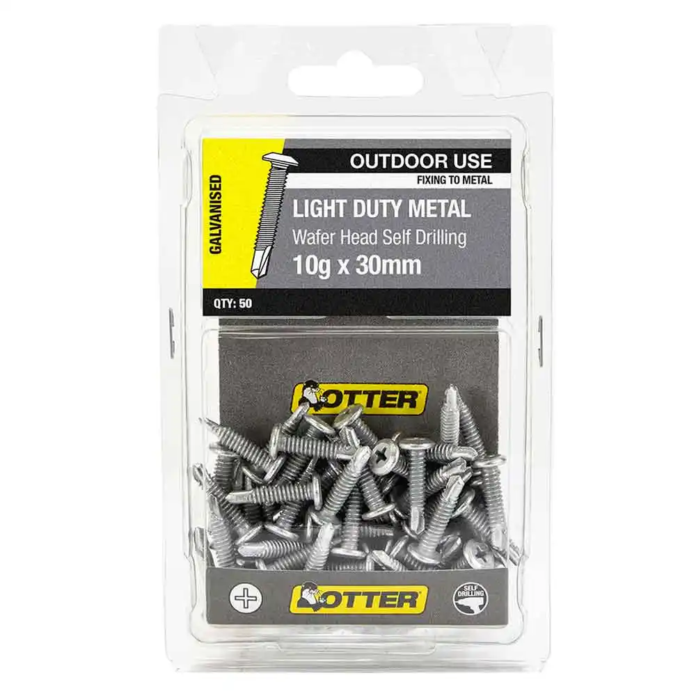 OTTER 50 Pack 10g x 30mm Metal Wafer Screw Galv SLAG10302