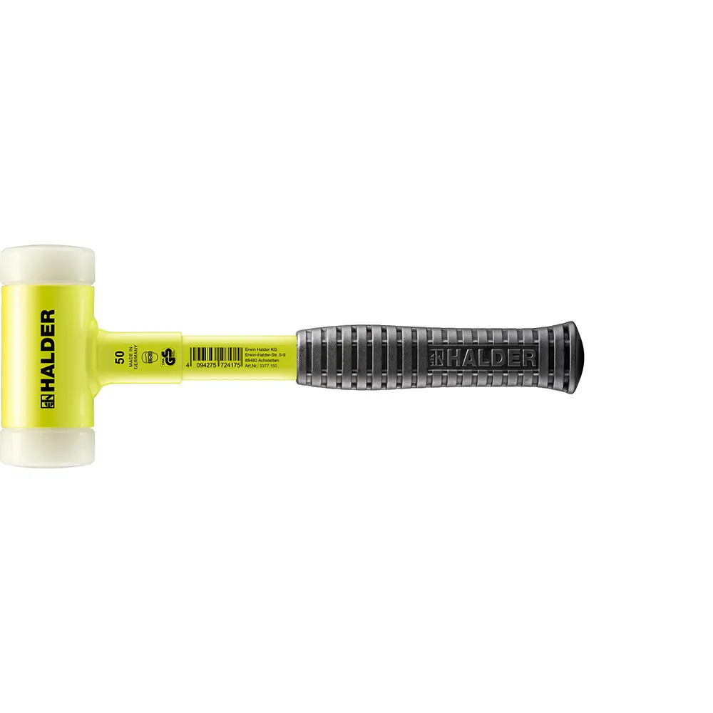 HALDER 50mm 850g Dead Blow Hammer Steel Soft Grip Nylon Tips 3377.W150