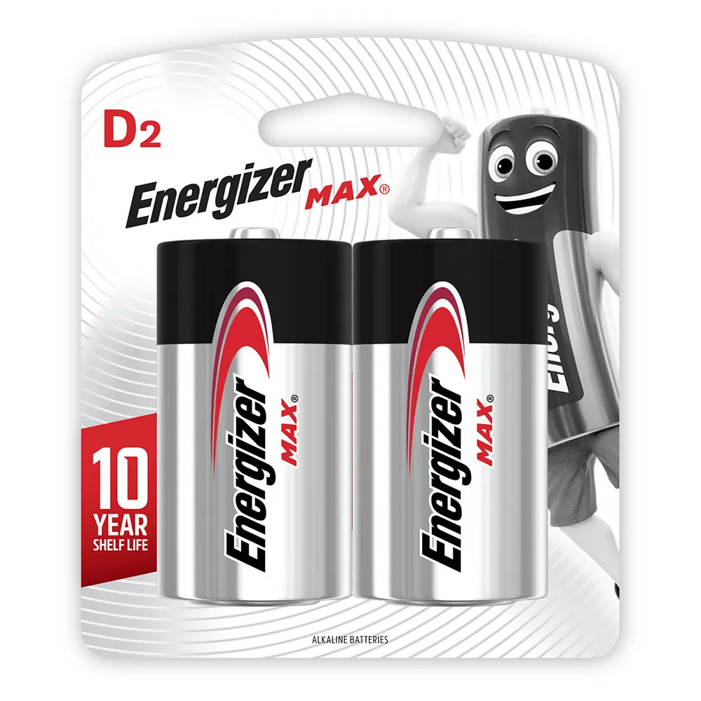 ENERGIZER D 1.5V Alkaline Battery - 2 Pack E95BP2T