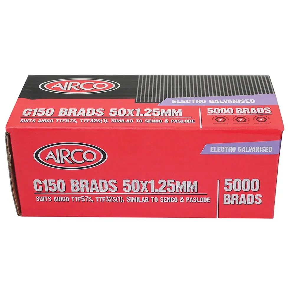 AIRCO C100 Series Electro Galvanised Brad Nail - 50mm Box of 5000 BF18500