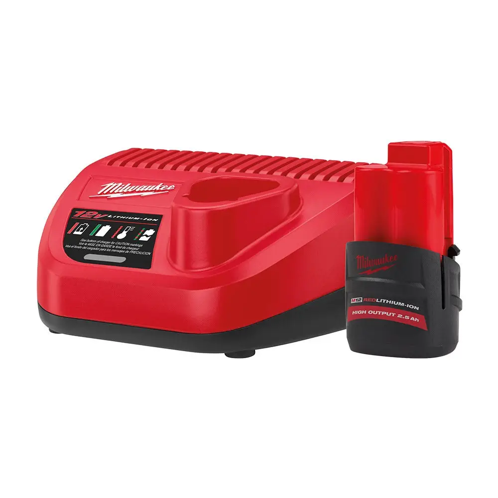 MILWAUKEE 12V REDLITHIUM HIGH OUTPUT 2.5Ah Starter Pack M12HOSP201B