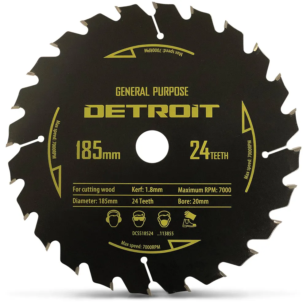DETROIT 185mm 24T TCT Circular Saw Blade for Wood Cutting