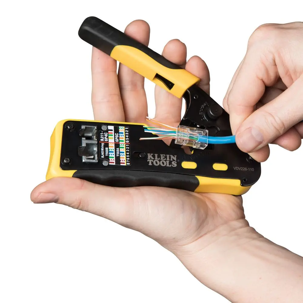 KLEIN Ratcheting Data Cable Crimper for Pass Thru AVDV226110