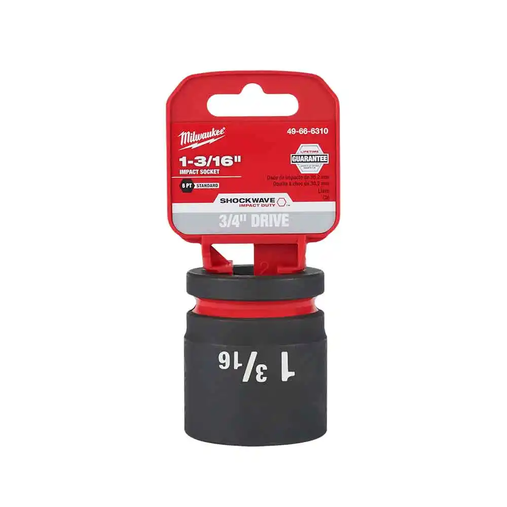 MILWAUKEE SHOCKWAVE 3/4" Drive 1-3/16" Standard 6 Point Impact Socket 49666310