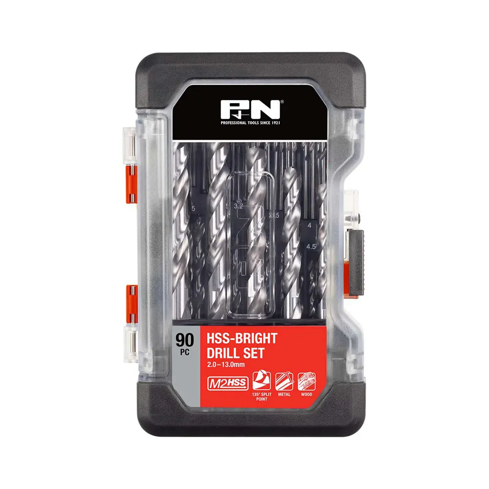 P&N 90 Piece 2-13mm HSS Bright Jobber Excel Drill Bit Set 165399090