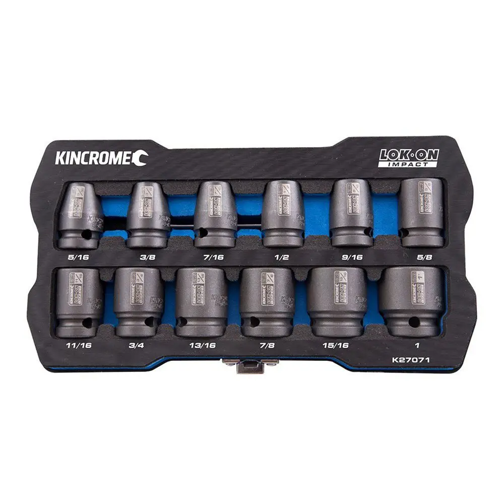 KINCROME LOK-ON Impact 1/2" Drive Socket Set Imperial 12 Piece K27071