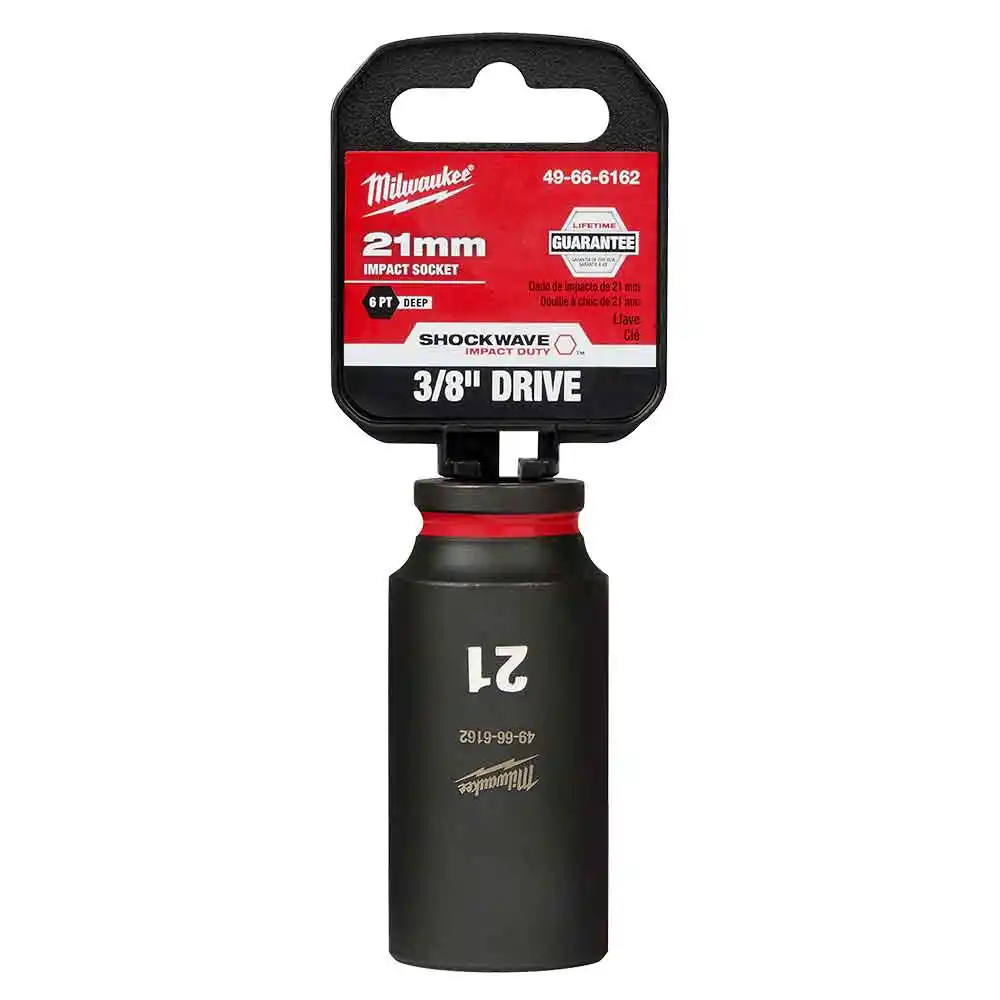 MILWAUKEE SHOCKWAVE 3/8" Drive 21mm Deep 6 Point Impact Socket 49666162