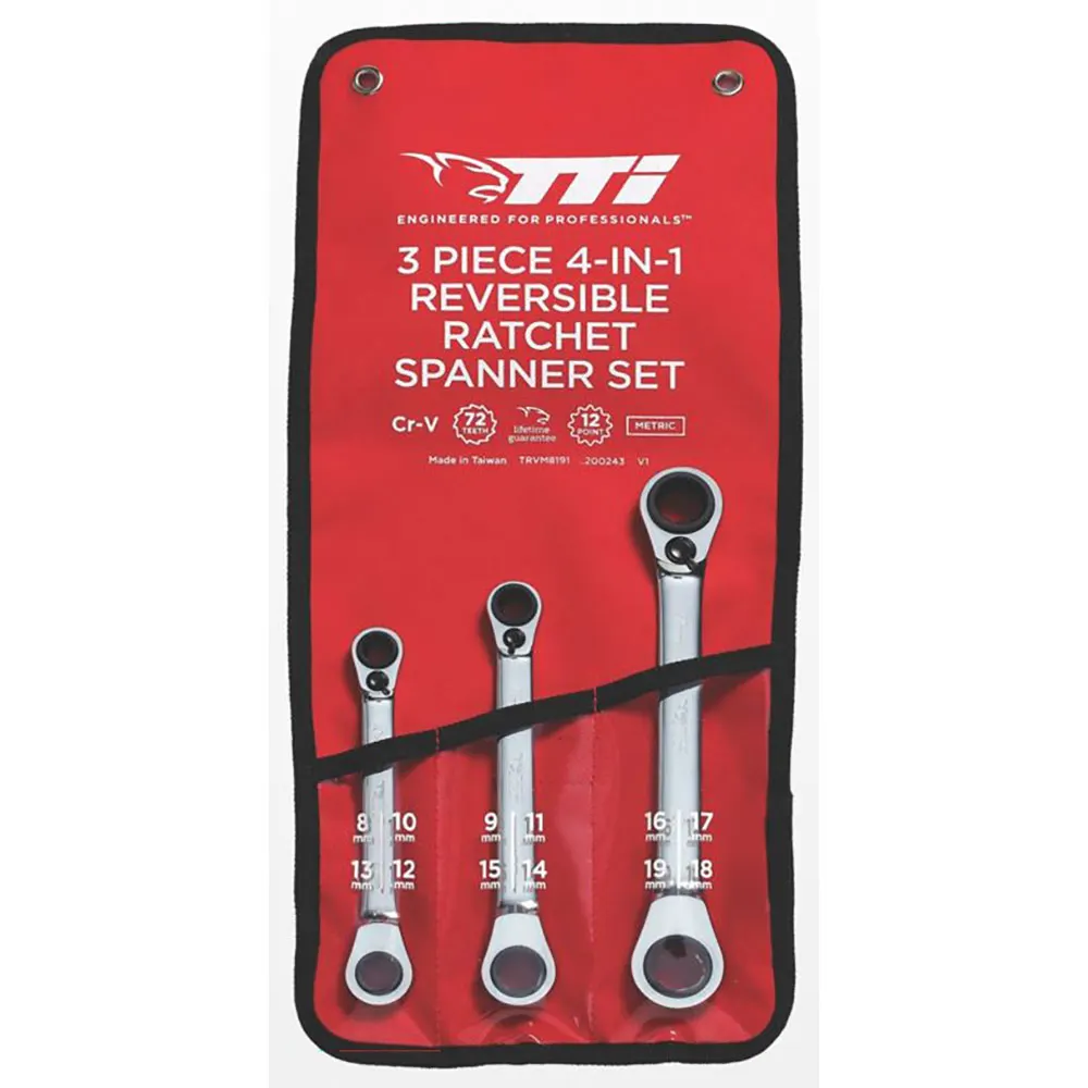 TTI 8-19mm 4 in 1 Metric Reversible Spanner Set - 3 Piece TRVM8191
