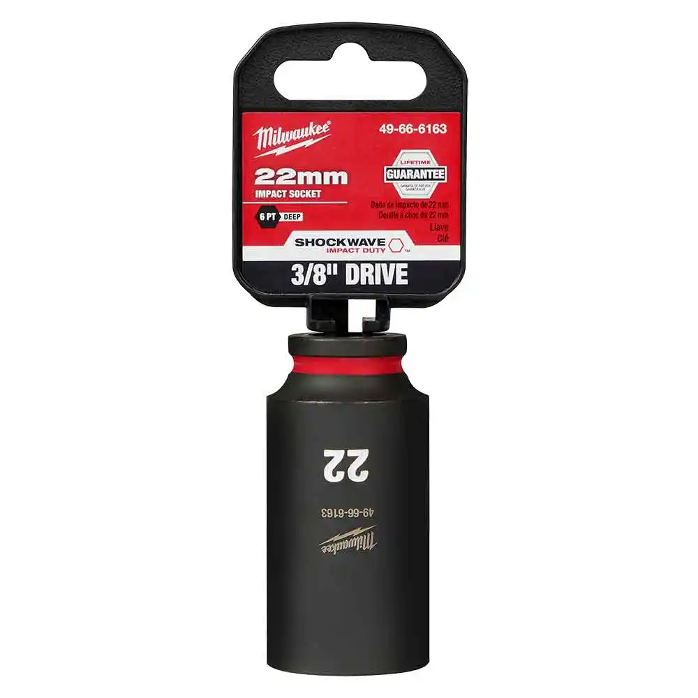 MILWAUKEE SHOCKWAVE 3/8" Drive 22mm Deep 6 Point Impact Socket 49666163
