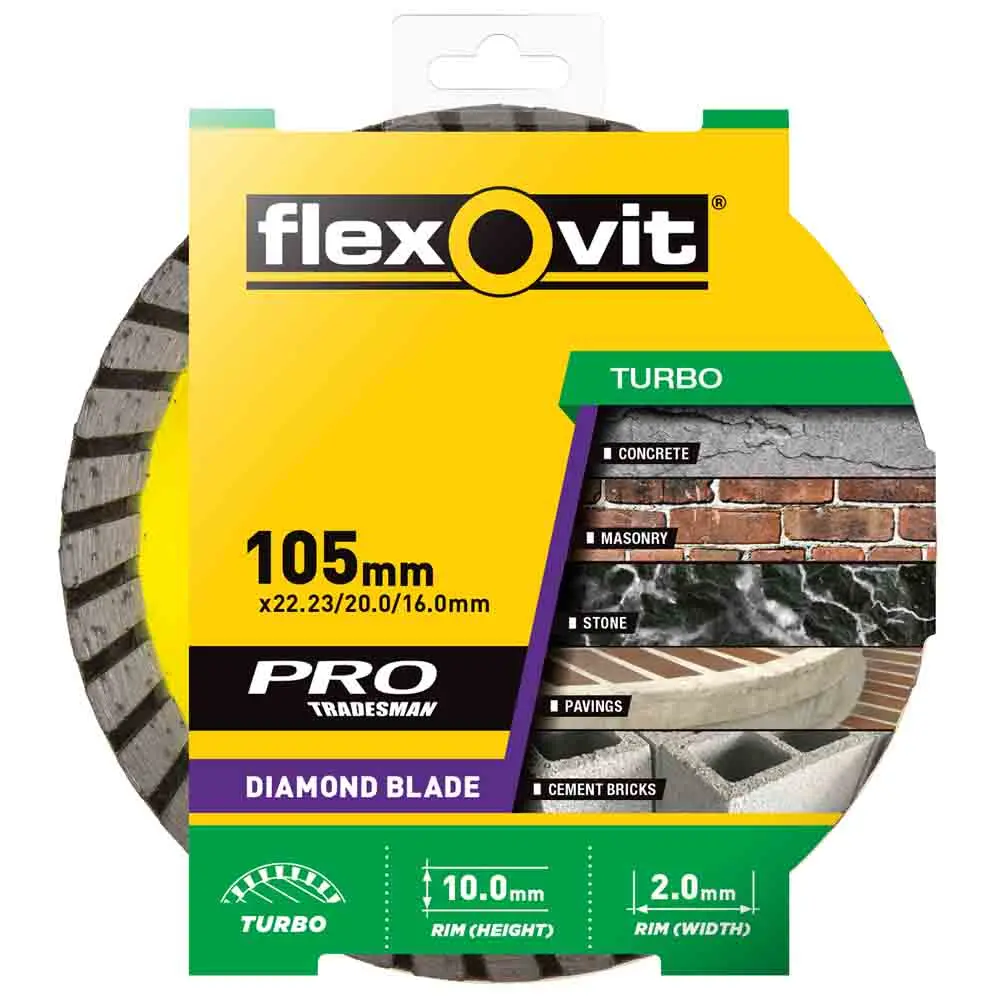 FLEXOVIT 105mm Turbo Diamond Blade for Concrete & Clay Bricks 70184624719