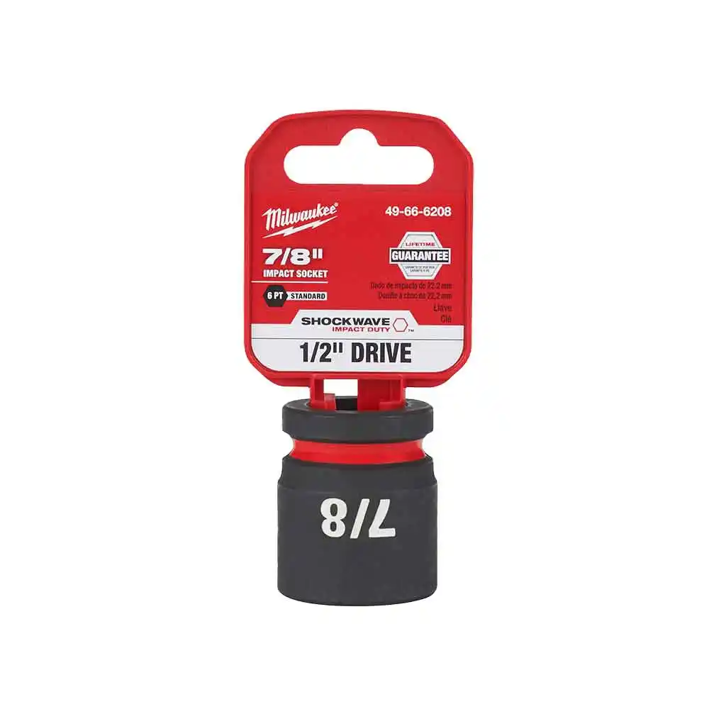 MILWAUKEE SHOCKWAVE 1/2" Drive 7/8" Standard 6 Point Impact Socket 49666208