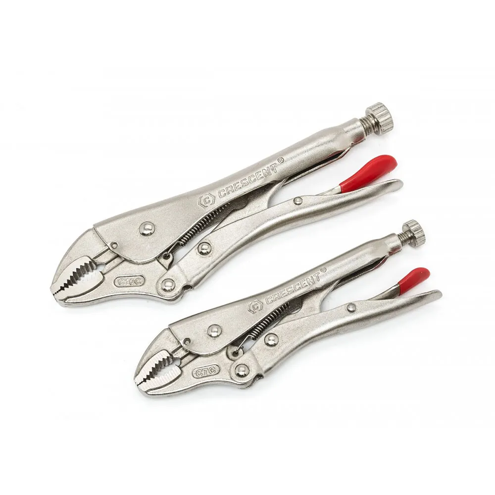CRESCENT 2 Pc. 175MM/7" & 250MM/10" Curved Jaw Locking Pliers w/ Wire Cutter Set CLP2SETN-08