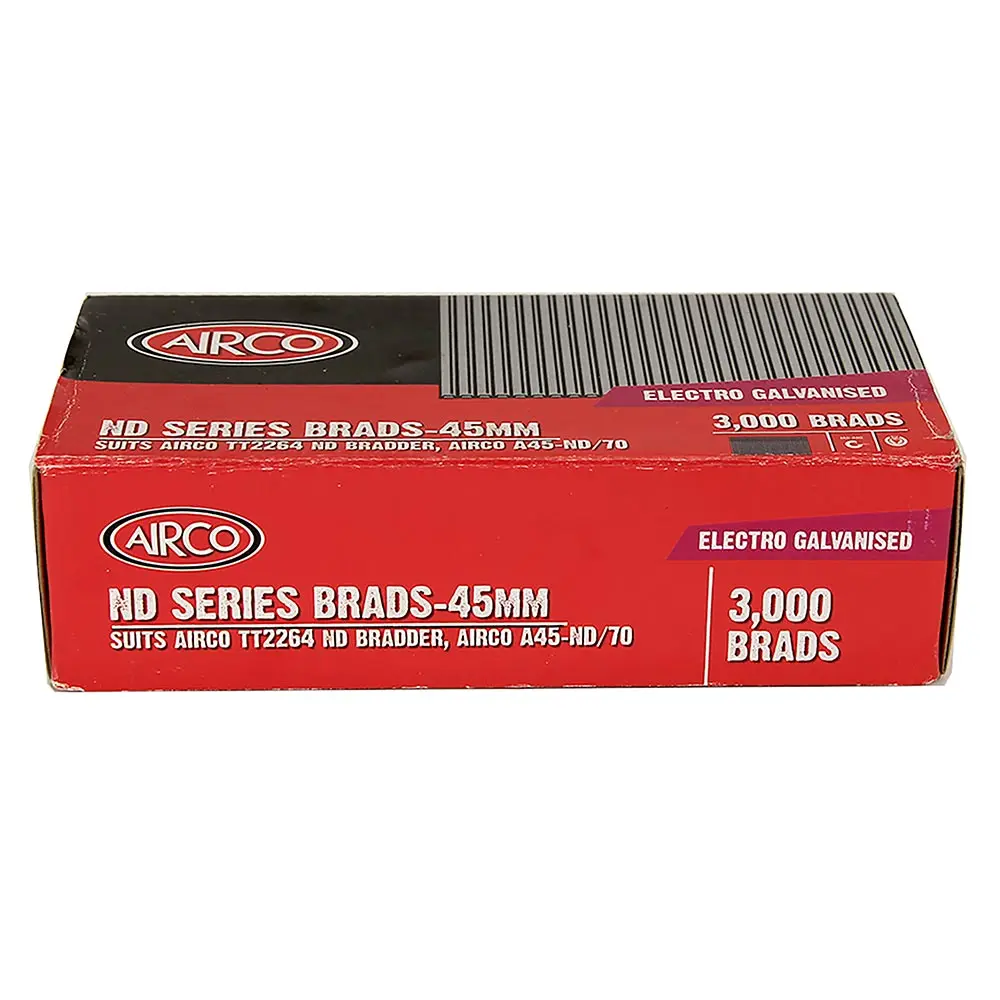 AIRCO ND Series Electro Galvanised Brad Nail - 45mm Box of 3000 BN14450