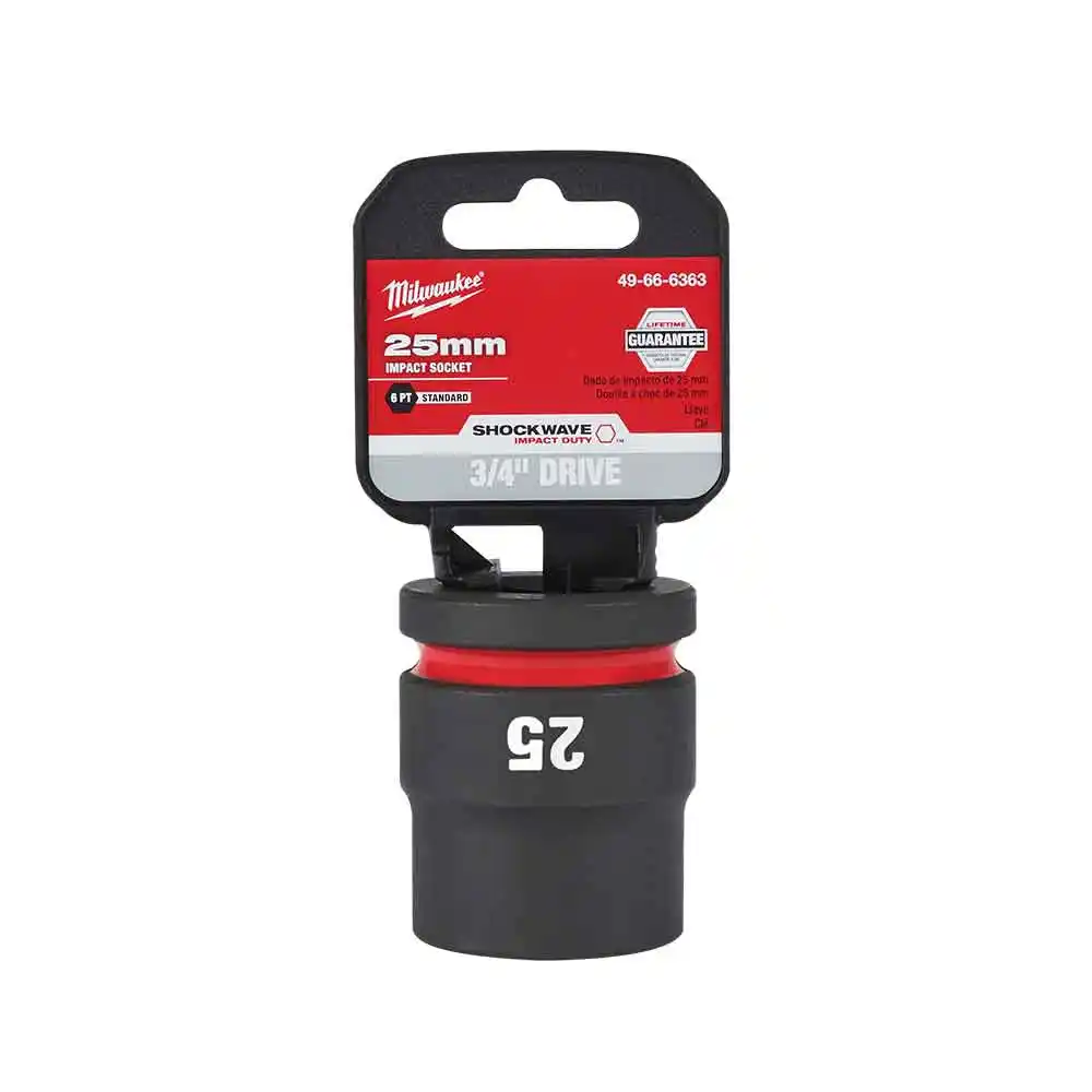 MILWAUKEE SHOCKWAVE 3/4inch Drive 25mm Standard 6 Point Impact Socket 49666363