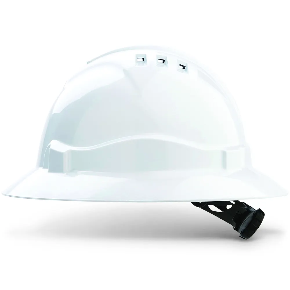 PROCHOICE V6 Hard Hat Vented Full Brim Ratchet Harness - White HHV6FB-W