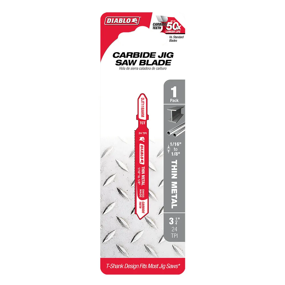 DIABLO 83mm Jig Saw Blade For Thin Metal Up To 1.5mm Tungsten Carbide 2608F02253