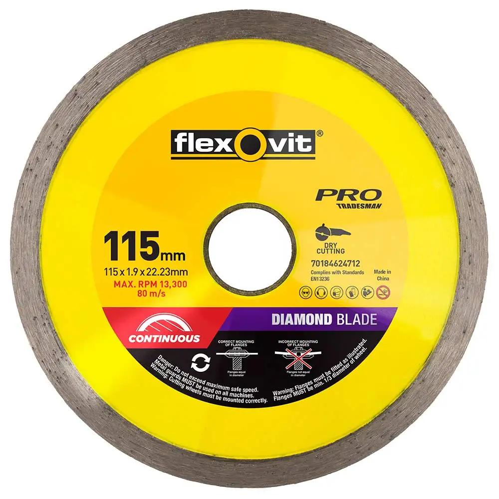 FLEXOVIT 115mm Continuous Rim Diamond Blade for Concrete & Clay Bricks 70184624712