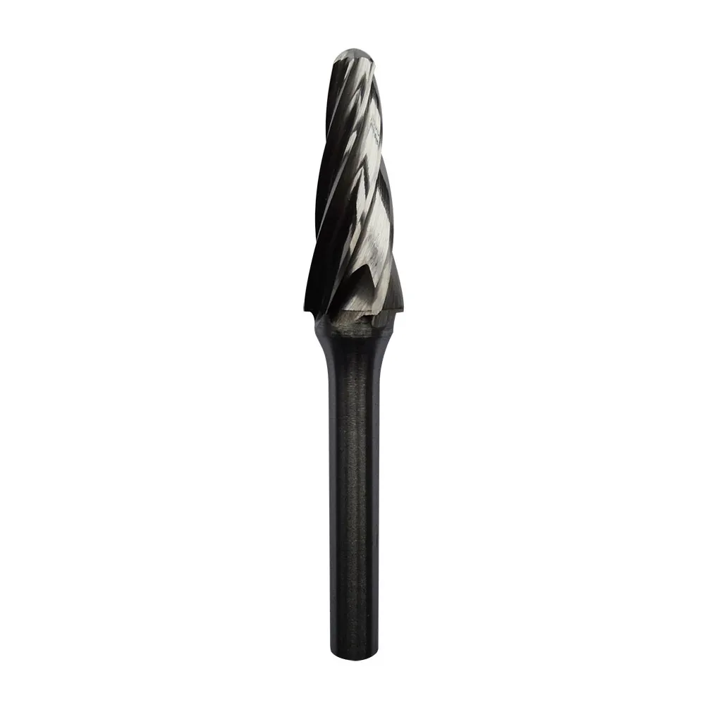 JOSCO 12 x 30mm 1/4inch Shank Ball-Nosed Cone Aluminium Cut Carbide Burr
