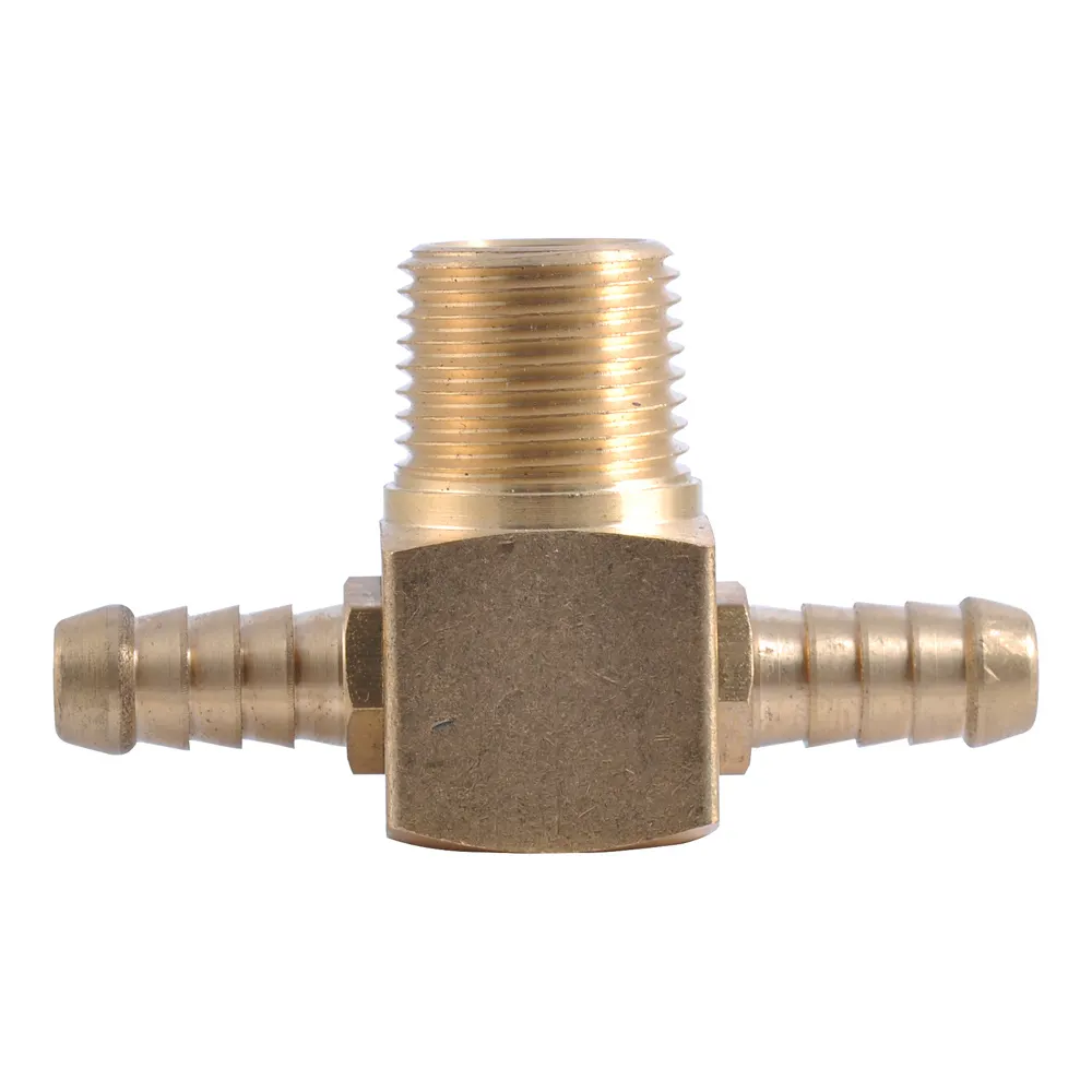 SONSBEEK T-PIECE 1/2inch BSP MALE 3/8inch BARB BRASS, CARDED