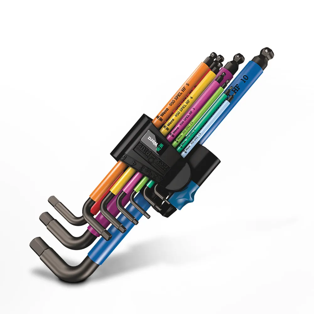 WERA 950/9 Hex-Plus Multicolour Hf 1 L-Key Set, Metric, BlackLaser, w/ Holding Function - 9 Piece WER022210