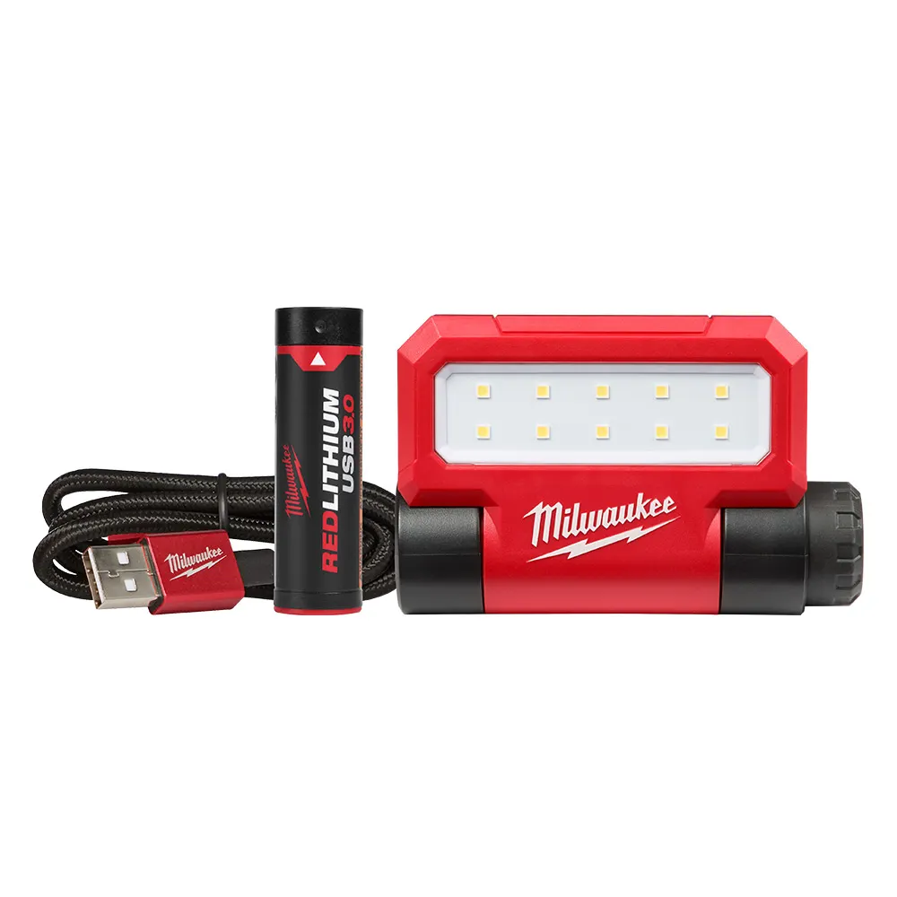 MILWAUKEE REDLITHIUM 3.0Ah USB Folding Flood Light Kit L4FFL301