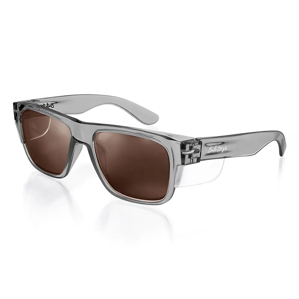SAFESTYLE Fusions Graphite Frame Brown Polarised Lens Safety Glasses FGBRP100