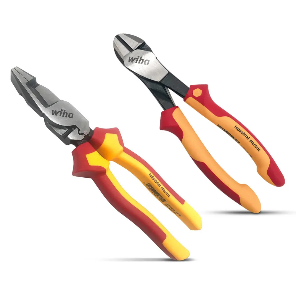 WIHA 1000V VDE 220mm Cross Cut & 200mm Diagonal 2pcs Plier Set 45960