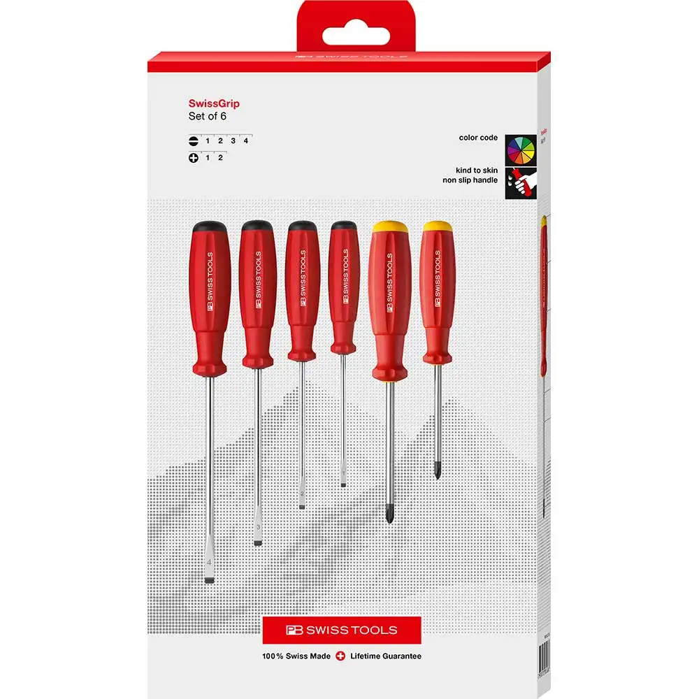 PB SWISS 4Xsl, 2xph, Softgrip Screwdriver Set - 6 Piece 8560.CBB