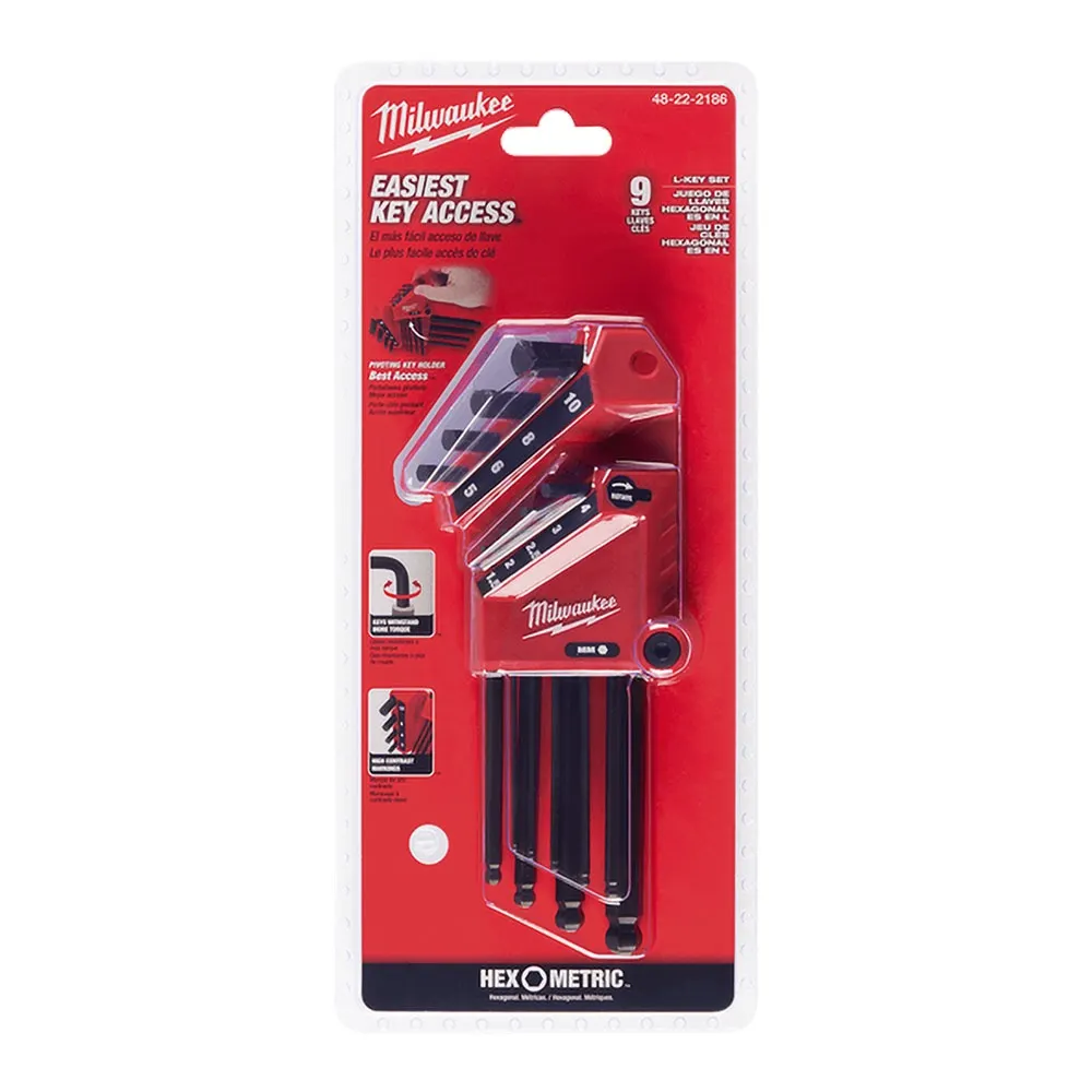 MILWAUKEE Metric L-Style with Ball End Hex Key Set - 9 Piece 48222186