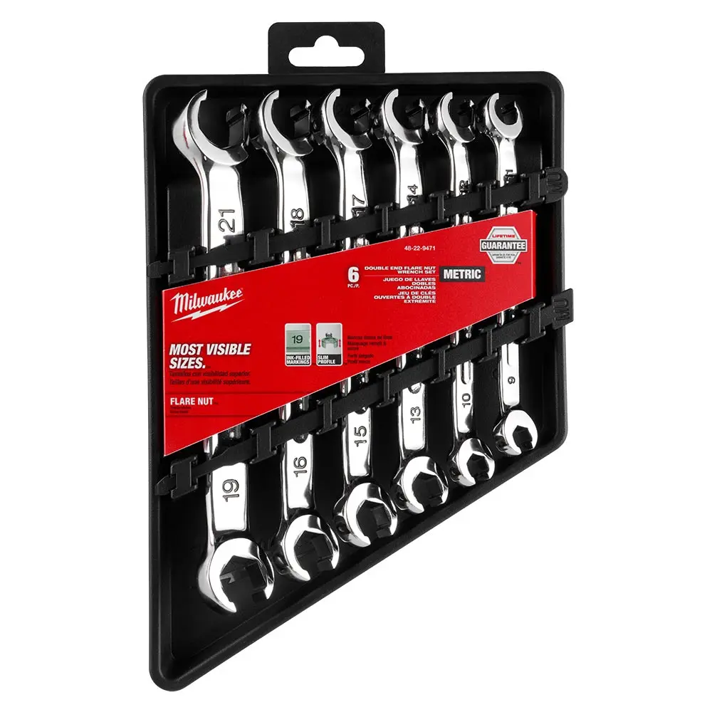 MILWAUKEE Metric Double End Flare Nut Wrench Set - 6 Piece 48229471