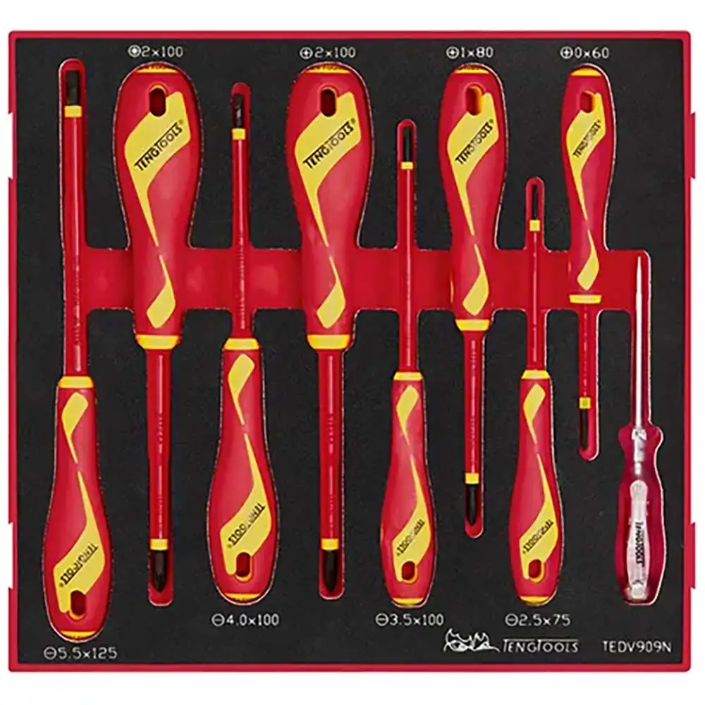 TENG TOOLS MD 1000V VDE Screwdriver Set - TED-Tray - 9 Piece TE-TEDV909N