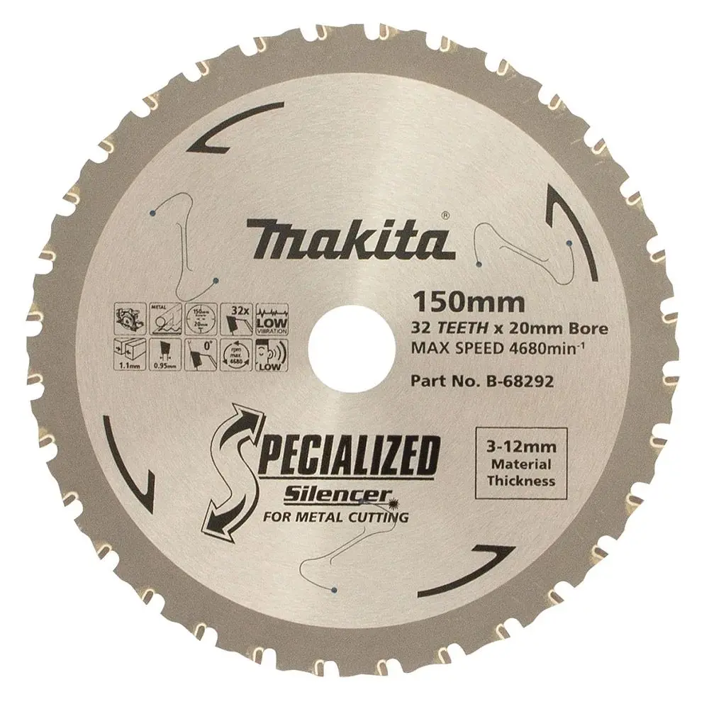MAKITA 150mm 32T TCT Circular Saw Blade for Metal Cutting - SPECIALIZED SILENCER