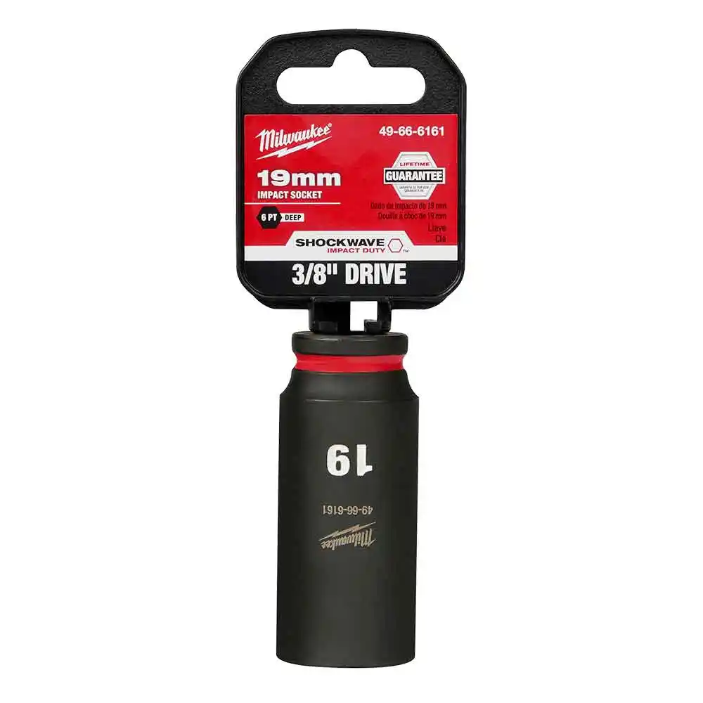 MILWAUKEE SHOCKWAVE 3/8" Drive 19mm Deep 6 Point Impact Socket 49666161