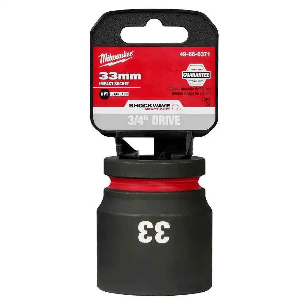 MILWAUKEE SHOCKWAVE 3/4inch Drive 33mm Standard 6 Point Impact Socket 49666371