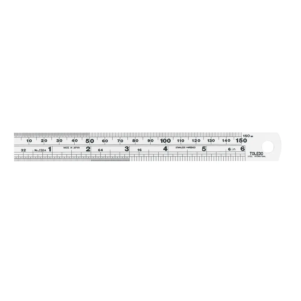 TOLEDO 150mm Stainless Steel Single Sided Rule Metric & Imperial 150A6