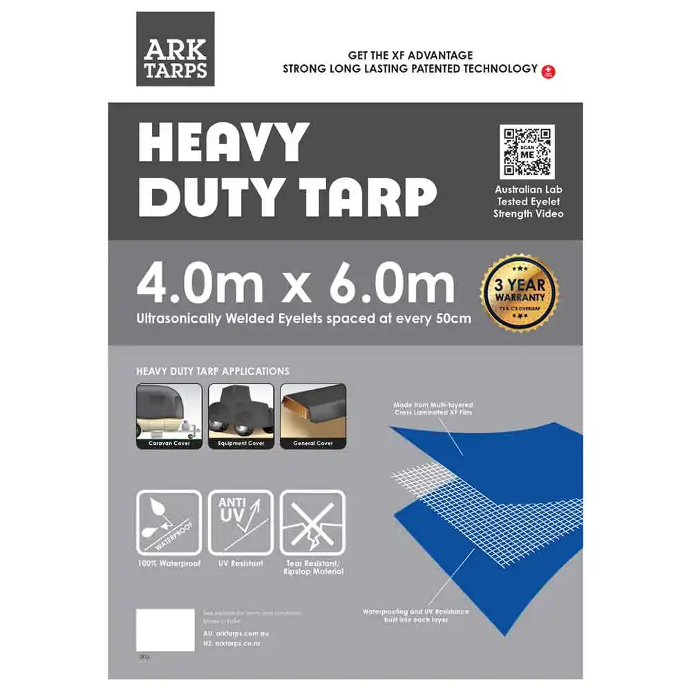 ARK TARPS 4M x 6M Grey Heavy Duty Tarp 12AX0040T0060