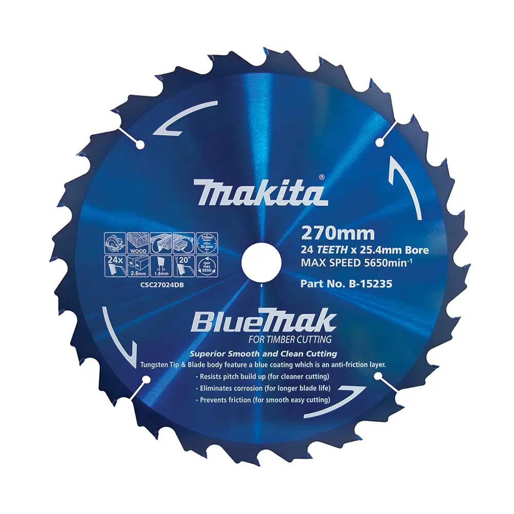 MAKITA 270mm x 25.4mm x 24T Bluemak TCT Saw Blade B-15235
