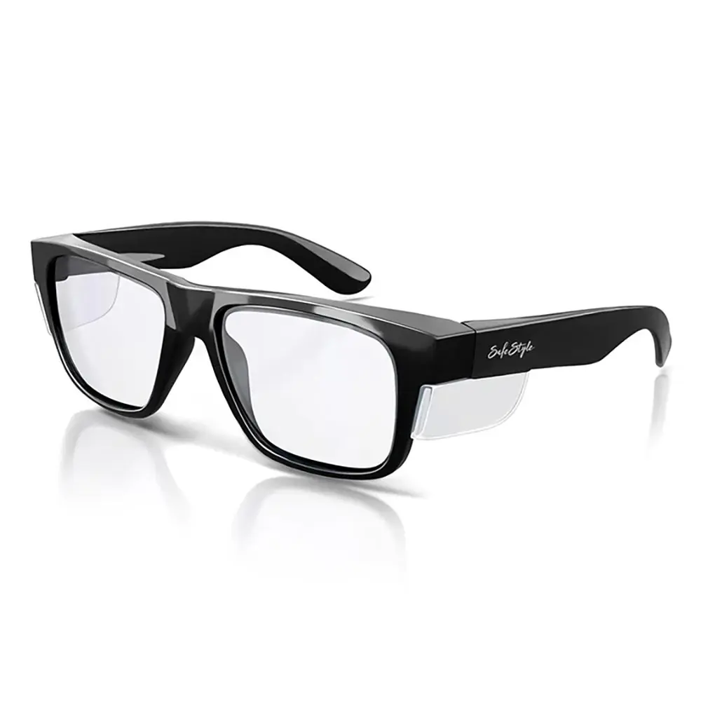 SAFESTYLE Fusions Black Frame Clear UV400 Lens Safety Glasses FBC100