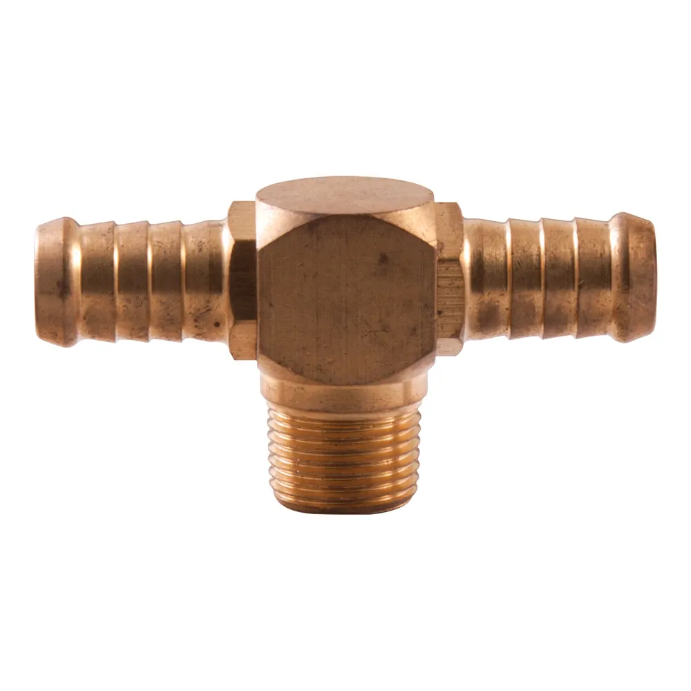 SONSBEEK T-PIECE 3/8inch BSP MALE 1/2inch BARB BRASS, CARDED