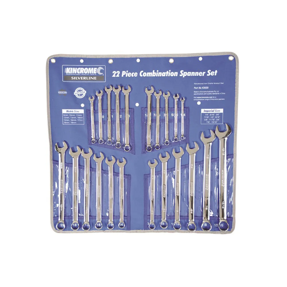 KINCROME 22 Piece Combination Spanner Set - Imperial & Metric K3029