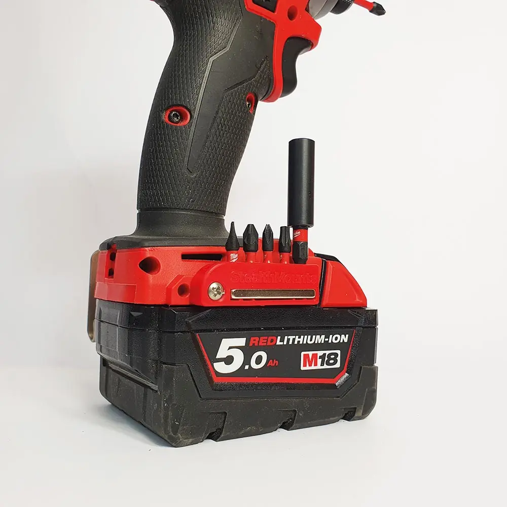 STEALTHMOUNTS Bit Holder for Milwaukee Red M18 - 2 Pack BH-MW18-RED-2
