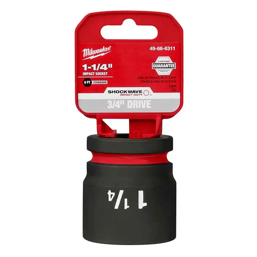 MILWAUKEE SHOCKWAVE 3/4" Drive 1-1/4" Standard 6 Point Impact Socket 49666311