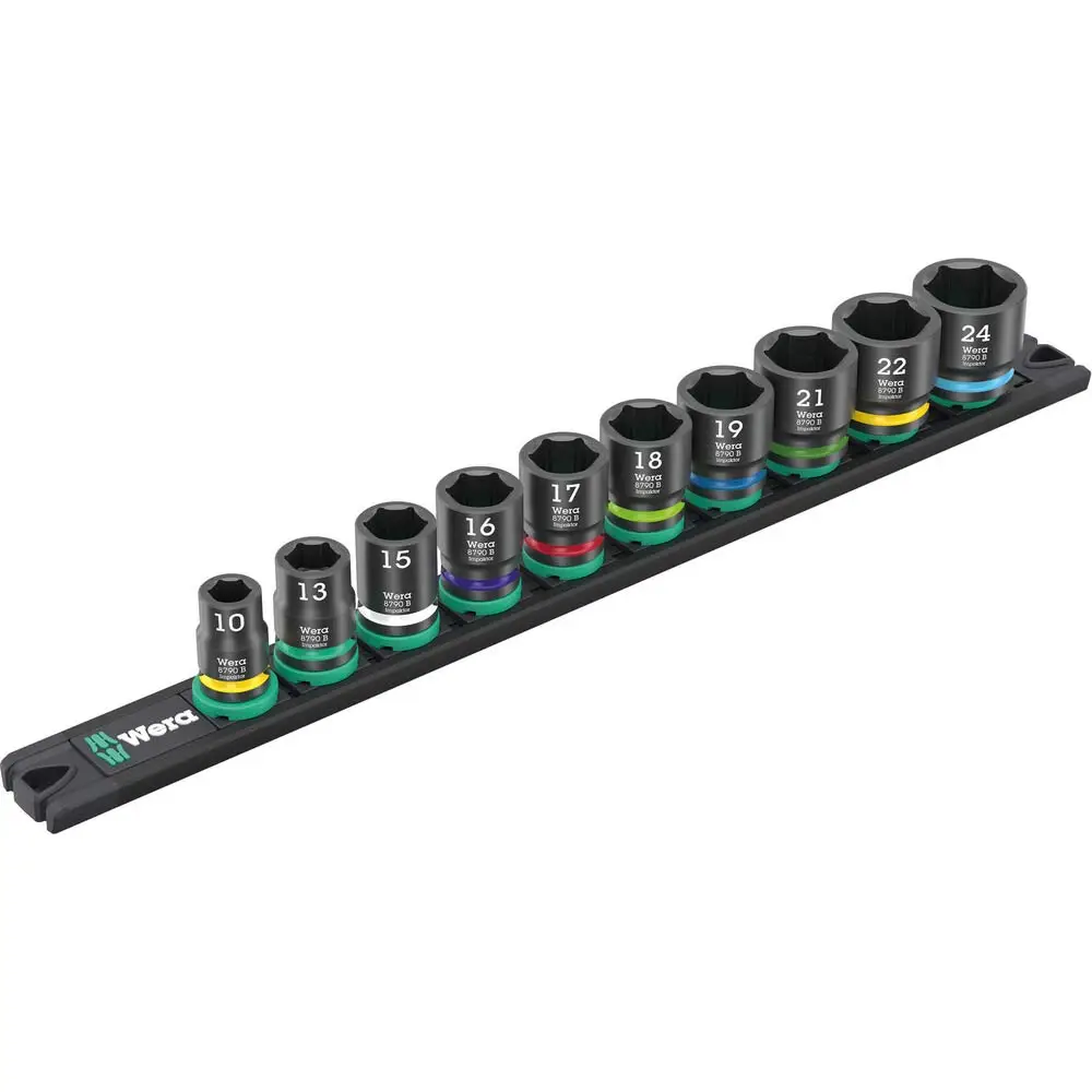 WERA 9607 3/8inch Drive Magnetic Rail Impact Socket Set - 10 Piece WER005451
