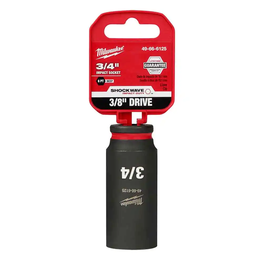 MILWAUKEE SHOCKWAVE 3/8" Drive 3/4" Deep 6 Point Impact Socket 49666125
