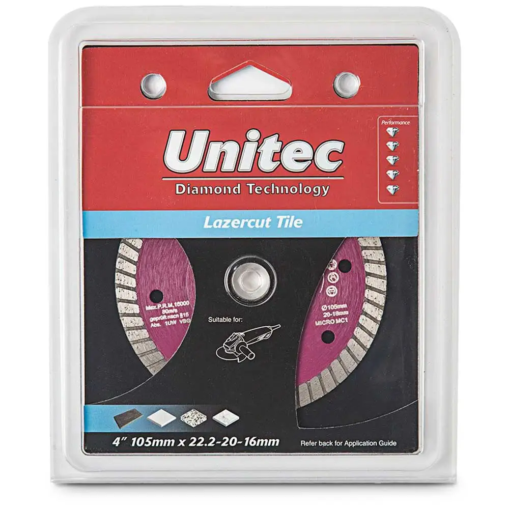 UNITEC 105mm Diamond Blade Turbo for Ceramic Cutting - LAZERCUT U-4LZTT