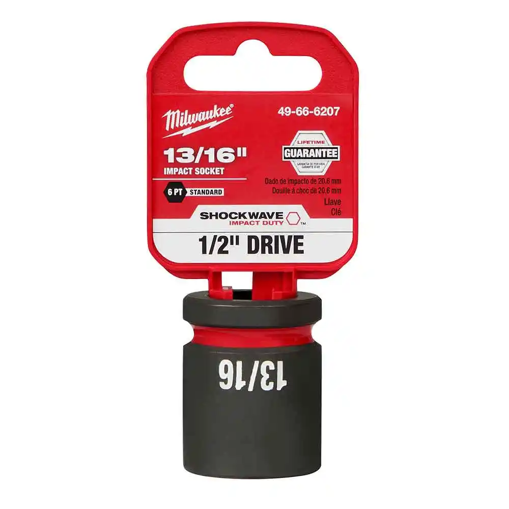 MILWAUKEE SHOCKWAVE 1/2" Drive 13/16" Standard 6 Point Impact Socket 49666207