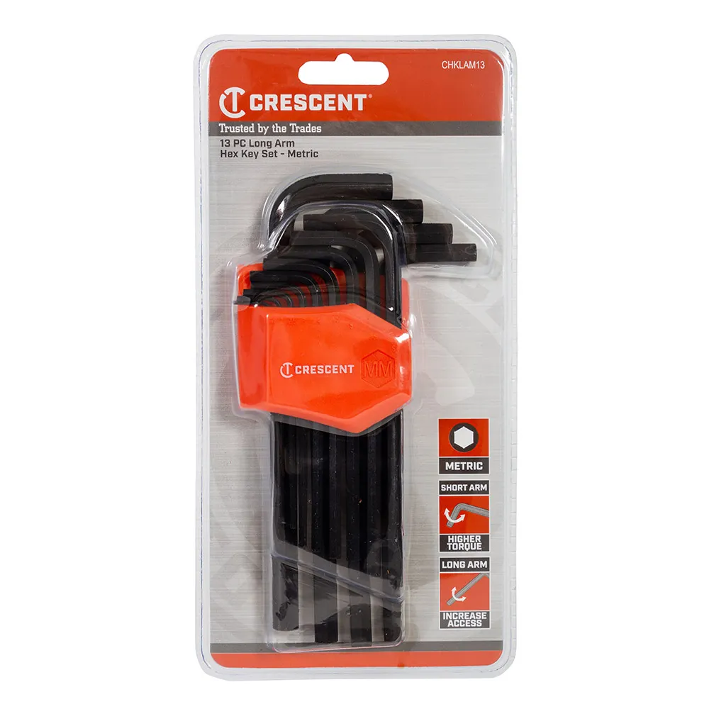 CRESCENT 13 Pc. Long Arm Metric Hex Key Set CHKLAM13