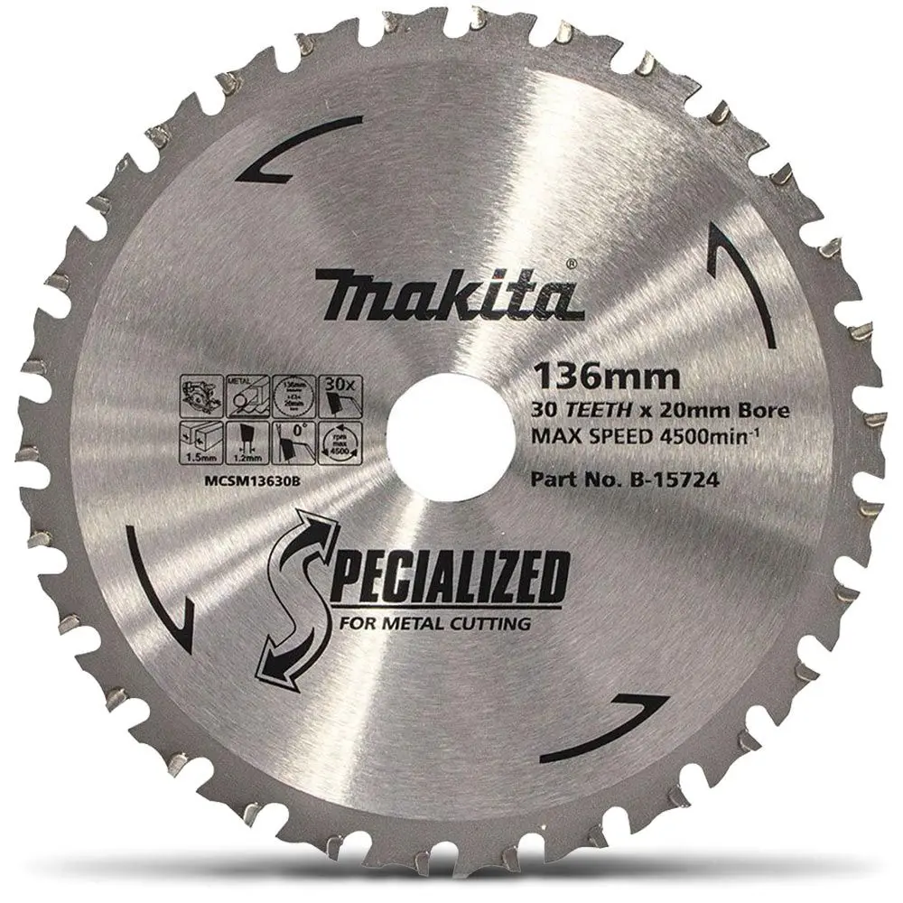MAKITA 136mm 30T TCT Circular Saw Blade for Metal Cutting - SPECIALIZED