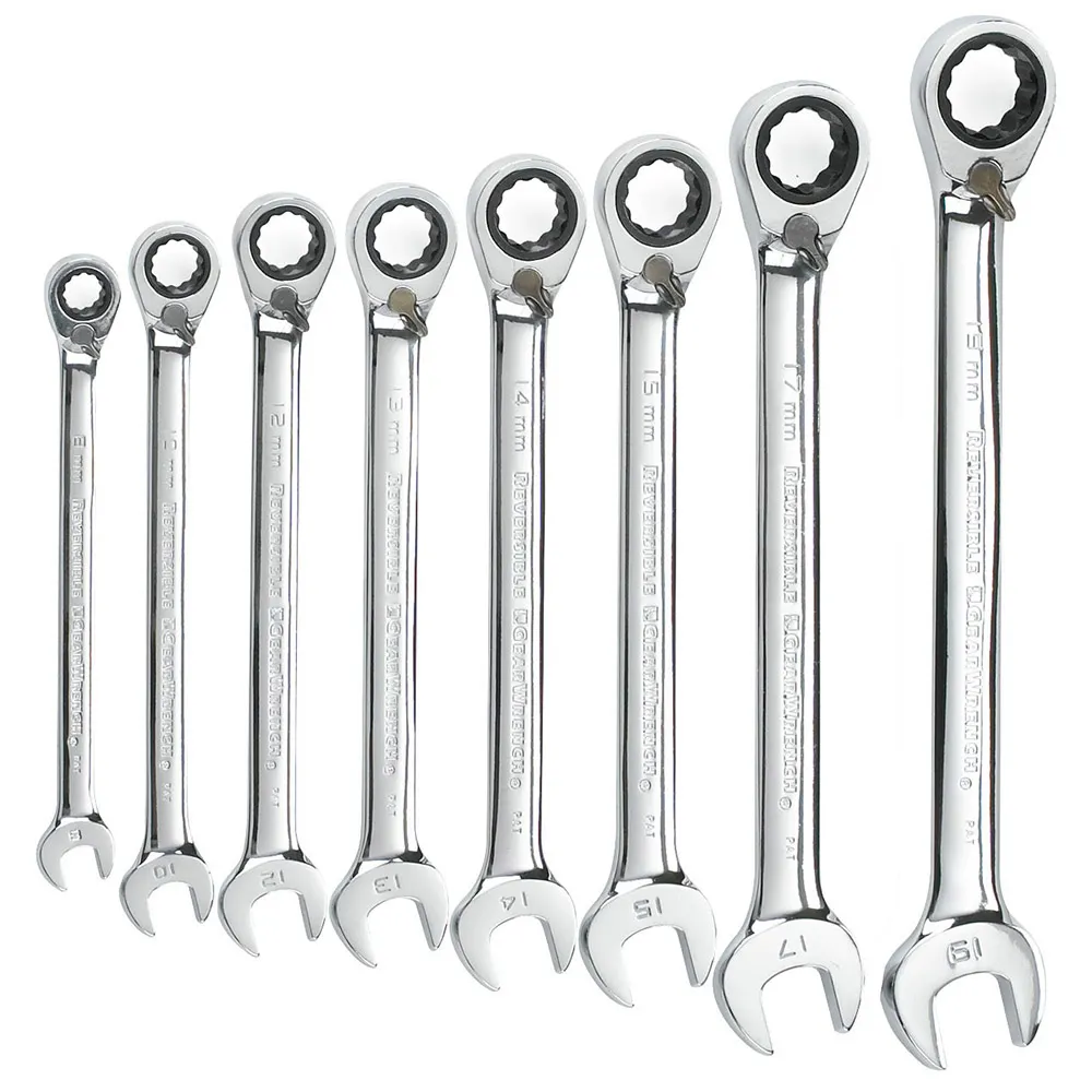 GEARWRENCH 8 pcs 12 Point Metric Reversible Combination Ratcheting Wrench Set 9543